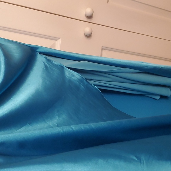 Gigi teal satin bead and rhinestone embellished formal dress - Picture 3 of 5